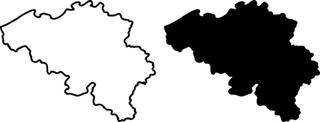 Obraz premium Belgium country border map outline and silhouette vector graphic isolated image decal