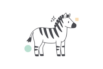 Fototapeta premium Cartoon zebra illustration with stripes and geometric shapes