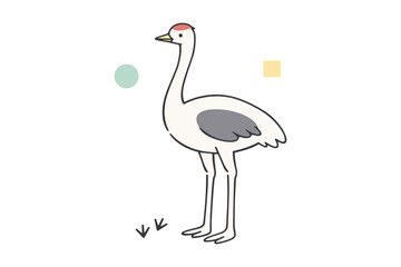 Fototapeta premium Minimalist illustration of a stylized crane with simple shapes