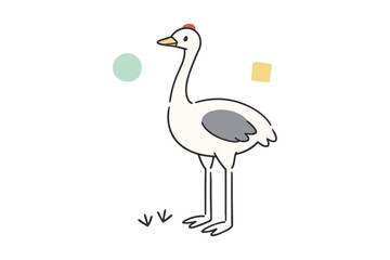 Naklejka premium Minimalist illustration of an ostrich with geometric shapes on white background