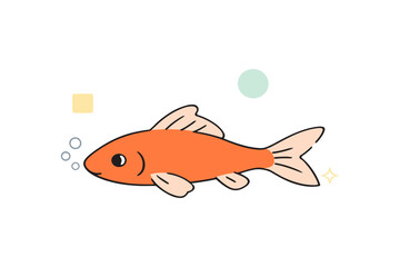 Colorful cartoon goldfish with geometric shapes