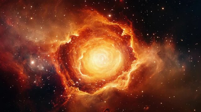 A fiery and vibrant of a supernova explosion amidst the cosmic nebula.
