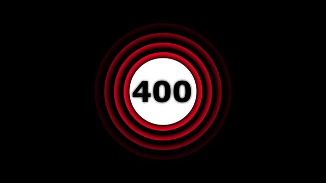 Abstract glowing 400 text with radio wave animation on a black background. 4k motion graphics animation.