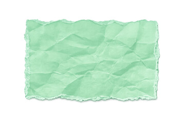 Obraz premium Crumpled green paper fragment with ragged edges on a transparent background, blank texture for custom content