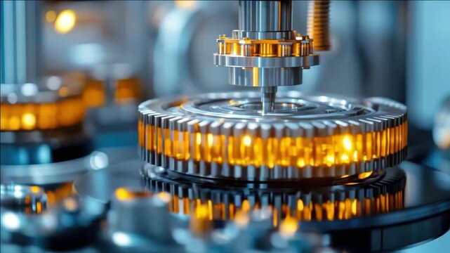 Precision machinery and assembly line technology in a factory setting.