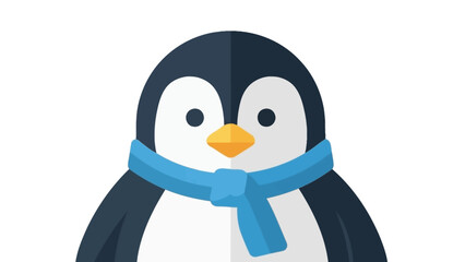 Obraz premium Cute Penguin Wearing Blue Scarf, Flat Design Illustration