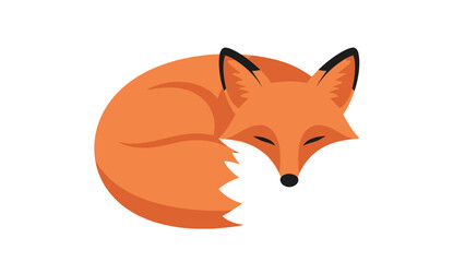 Obraz premium Cute Sleeping Fox curled up in a ball, minimalist illustration
