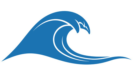Naklejka premium Stylized Blue Ocean Wave Icon on White Background