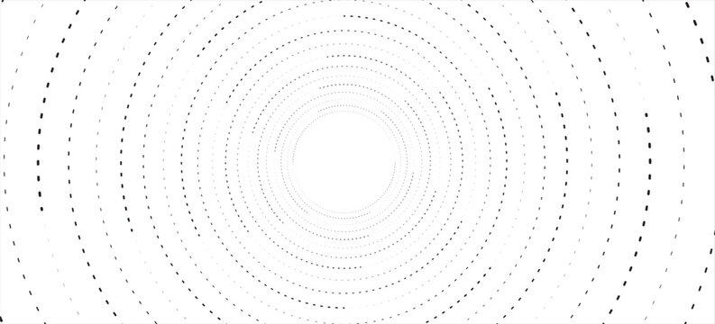 Vector dotted speed lines in vortex form. Geometric art. Segmented circle. Arc lines. Trendy design element for frame, round logo, sign, symbol, web, prints, posters, template, pattern, backdrop