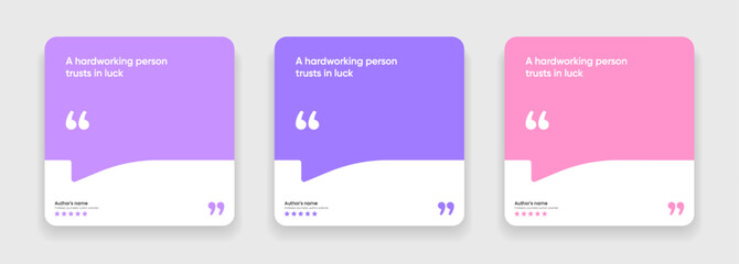 Fototapeta premium 3D bubble testimonial banner, quote, infographic. Social media post template designs for quotes. Empty speech bubbles, quote bubbles and text box. Vector Illustration EPS10.