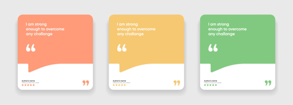 3D bubble testimonial banner, quote, infographic. Social media post template designs for quotes. Empty speech bubbles, quote bubbles and text box. Vector Illustration EPS10.