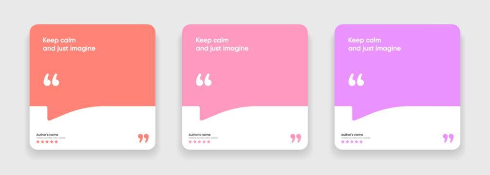 3D bubble testimonial banner, quote, infographic. Social media post template designs for quotes. Empty speech bubbles, quote bubbles and text box. Vector Illustration EPS10.