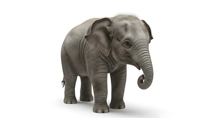 Fototapeta premium Adorable Baby Elephant Standing on a White Background, Capturing Innocence and Majesty