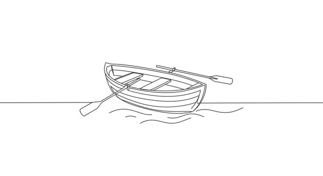 simple line drawing of a small boat floating on water