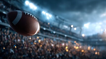 American football in stadium with fans and lights sports and entertainment concept