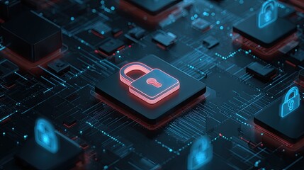 Abstract illustration of digital security and network protection privacy and data encryption