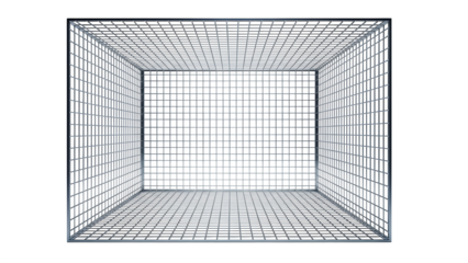 Wireframe cage structure isolated on transparent background