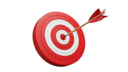 Bullseye target with arrow isolated on transparent background