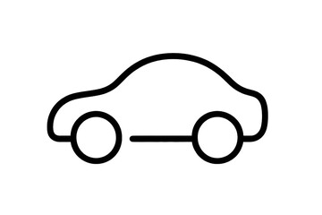Minimalist black and white line art illustration of a car. Simple outline design for transportation, automotive, and vehicle concepts. Flat, vector-style graphic suitable for icons and symbols.