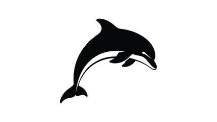Fototapeta premium A leaping dolphin form is presented in a striking black silhouette