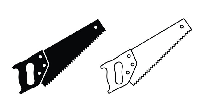 Two hand saws one black and one white depicted as a silhouette