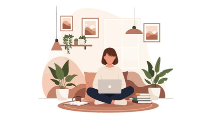 Fototapeta premium Woman Working on Laptop at Home.