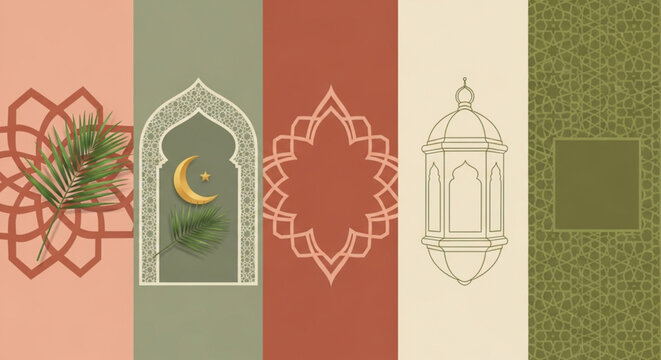 Islamic geometric patterns and decorative elements for Ramadan and Eid celebrations