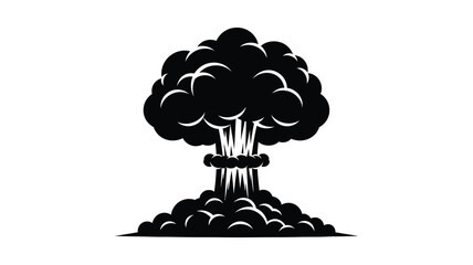 Dramatic explosion with mushroom cloud shape a striking silhouette © MdGolam