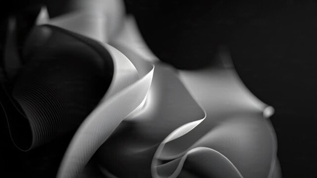 Monochrome close up of abstract fabric folds