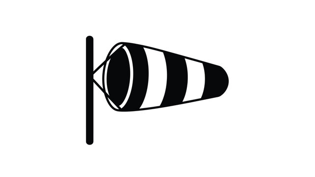 A black and white windsock with bold stripes a striking silhouette