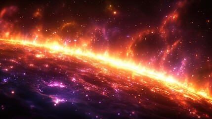 Vibrant cosmic explosion with stellar light and galactic cloud formation