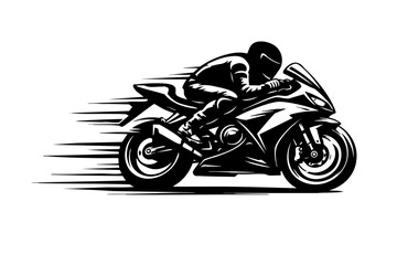 Minimal silhouette road race motorbike in racing posture