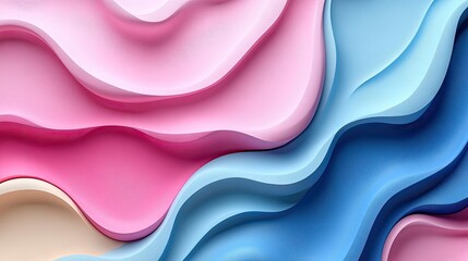 Abstract fluid waves in dreamy pink and blue hues offering a serene and modern aesthetic