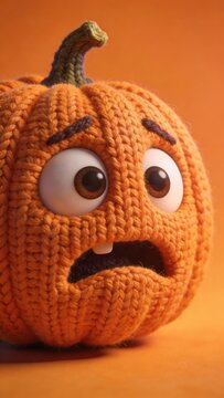 ハロウィンの恐怖に震えるかぼちゃ