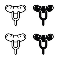 &ldquo;Minimal Sausage on Fork Icon Set &ndash; Black & White Flat Vector&rdquo;