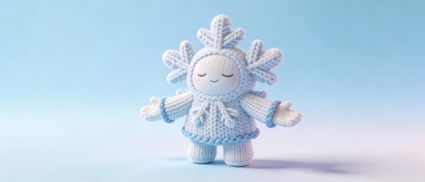 穏やかに手を伸ばす雪の結晶ニット3Dキャラクター