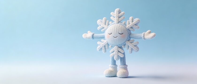 穏やかに手を伸ばす雪の結晶ニット3Dキャラクター