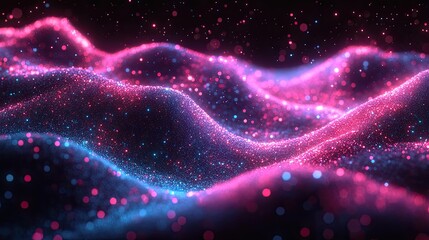 Cosmic Dust Waves: An Abstract Background with Glittering Particles and Vibrant Colors