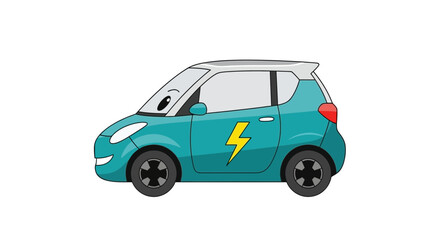 Fototapeta premium A teal electric car illustration viewed from the side showcasing its sleek design and vibrant color
