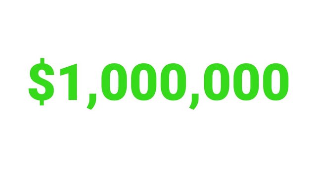 One million dollars counting from zero, video animation