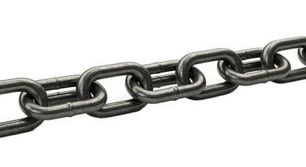 Obraz premium Realistic Metal Chain Links Isolated on White Background Close Up