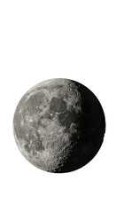 Naklejka premium Realistic Moon Surface With Glittering Craters Isolated Grey Background