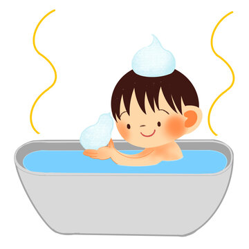 Kids daily routine illustration &ndash; taking a bath