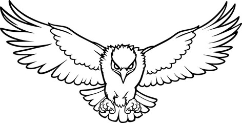 Obraz premium the eagle flies line vector illustration isolated on white background