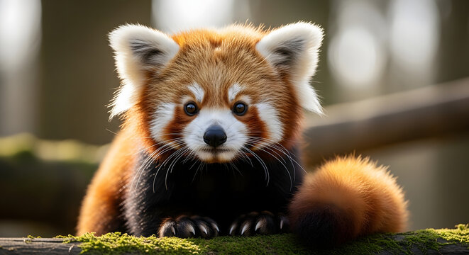 red panda eating bamboo