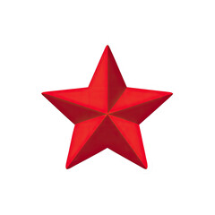 Fototapeta premium A vibrant, glossy, five-pointed star with a red hue, set against a black backdrop