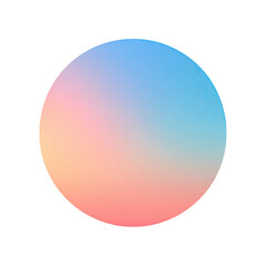 A smooth gradient sphere blending pastel pink, peach, blue, and cyan hues against a black backdrop