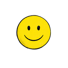 Fototapeta premium A simple, smiley face, bright yellow on a stark black backdrop