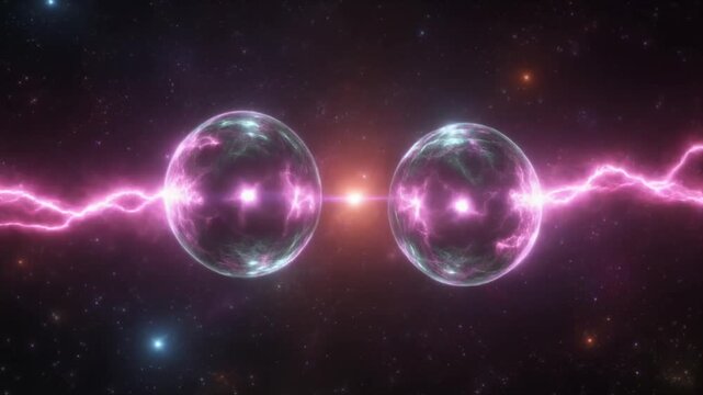 Two Abstract Energy Balls Connecting and Merging in Deep Space