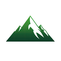 A dark field accentuates the vibrant green mountain range with sharp, stylized peaks